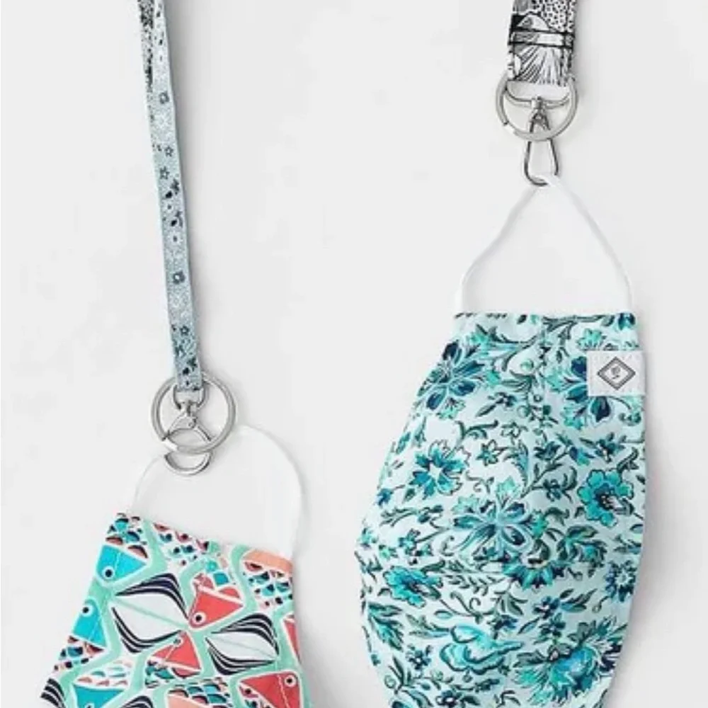NWT Vera Bradley Face Mask on a Lanyard Painted Medallions Mask/Zen Gray Lanyard